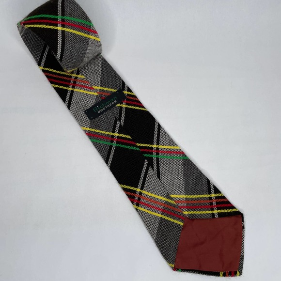 Vintage Richman Brothers Tie Tartan Striped Brown Grandpa Preppy Goblincore - Picture 5 of 6